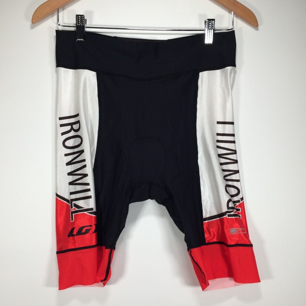 LOUIS GARNEAU Cycling Shorts Women XL Padded Bike Ironwill Black Red‎ White